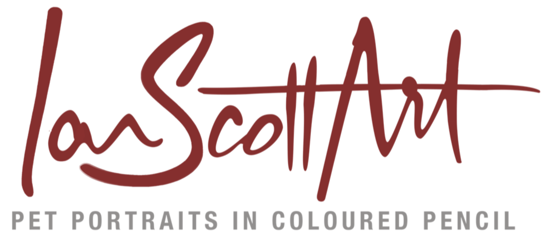 IAN SCOTT ART PET PORTRAITS COMMISSIONS LOGO AND TAG red